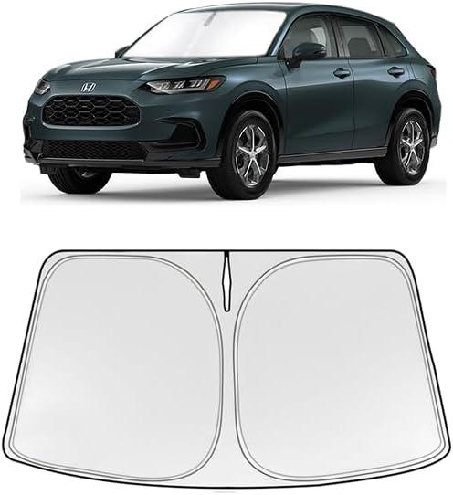Foldable Sun Shade WODSTA Full Coverage Windshield Sunshade Compatible with Honda HRV 2023-2026 4-Layer Thickened Windows Visor 240T Polyester Windshield Sun Shade