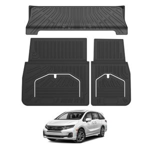 Mixsuper Cargo Liner for Honda Odyssey 2018-2024 2025 2026, All Weather Trunk Mat Backrest Mat TPE Back Seat Cover Protector for Odyssey Accessories