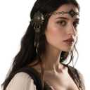 L'VOW Norse Valkyrie Gold Headband Gypsy Headpiece Vintage Head Chain Hair Accessory for LARP Renaissance Wedding, Bronze
