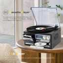 9 in 1 Retro 3-Speed Record Player with Bluetooth for Wireless Streaming, AM/FM Radio for Classic Listening, CD and Cassette Playback, USB/SD Support, Remote Control, Headphone Jack, and Aux Input