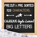 Changeable Felt Letter Board with Letters, Pre Cut & Sorted 725 Letters, First Day of School Board, Baby Announcement Sign, 10x10 Inch Message Board, Pregnancy Announcement Classroom Decor Sign Board (Black)