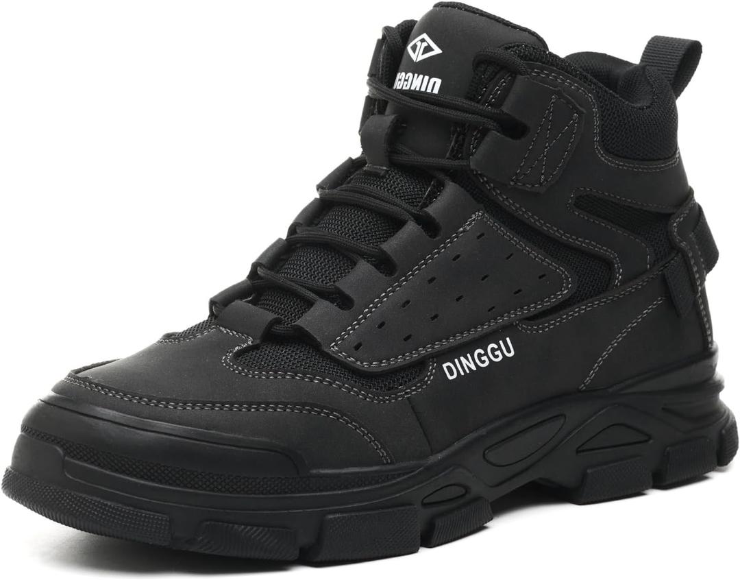 Work Boots for Men Safety Steel Toe BootsComfortable Industrial & Construction Shoes Puncture Proof Non Slip Mens Work Boots (12 Women/10.5 Men, Black)