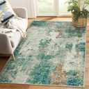 Lahome Modern Abstract Area Rugs 3x5 Washable Rug, Throw Rugs for Bedroom Low Pile Anti Slip, Distressed Accent Carpet for Entryway Kitchen Bathroom Laundry Front Door, Green/Grey