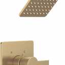 Replacement for Delta 13/14 Series Shower Trim Kit, Compatible with Delta R10000 Valve Shower Faucet Set, Brushed Gold Shower Head and Handle Set, Champagne Bronze (Cartridge and Valve Not Included)