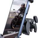Lamicall Motorcycle Phone Mount, Bike Phone Holder - [Metal Lock] Upgrade Quick Install Handlebar Clip for Bicycle Scooter, Cell Phone Clamp for iPhone 16 15 14 Pro Max, Galaxy, 4.7-6.8" Phones (Black)