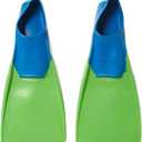 Sporti Adult-Kids Short Swim Fins, Floating Fin for Swimming & Snorkeling, Swim Flippers for Training - Lime GreenBlue - M 5-6 / W 6-7