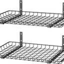EVERHANGER Garage Wall Shelves 12x24 Inch, Wall Mounted Storage Shelf, Metal Shelf Rack, Heavy-Duty Shelf Organizer 2 Pack, Black
