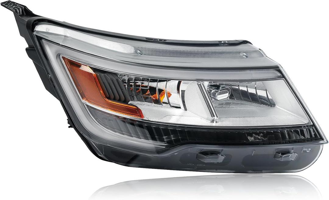 Chrome Bezel LED Headlight W/o LED control module Assembly Compatible With 2016-2019 Ford Explorer Sport/Limited/XLT/Platinum Headlamp W/LED DRL Right Passenger Side FB5Z13008BFIT