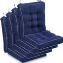 Juexica 4 Sets Outdoor Patio Cushions High Back Outdoor Chair Cushions Rocking Chair Cushion Waterproof Indoor Patio Fastness Chair Pads with Ties for Seasonal Indoor Home Office (Navy Blue)