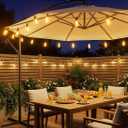 Brightown 52FT Solar String Lights Outdoor Waterproof, Patio Lights with Remote and 15+1 LED Shatterproof Bulbs, Dimmable & Timable, 3 Light Modes, Solar Lights Outdoor for Yard Garden Camping Party