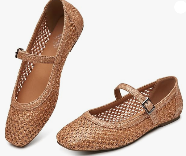 Trary Mary Jane Shoes Women Woven Flats for Women Dressy Ballet Flats Squared Toe Mary Jane Flats Shoes, Size 7