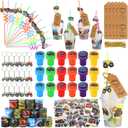 Kolewo4ever 244 Pieces Monster Truck Party Gifts Set Monster Truck Party Supplies Jam Birthday Decorations with Cup Straw Keychain Sticker Thank You Tags