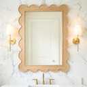 CAALMA Scalloped Wall Mirror 24 x 36 Rectangular, Bathroom Mirror, Mirrors for wall Decor, Wooden Frame Mirrors for wall, Decorative Vanity Mirror, Nursery Decor, Entryway Mirror, Wall Mounted Mirror