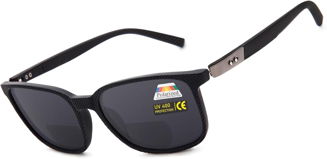 JO Polarized Bifocal Reading Glasses Sunglasses for Men - UV400 Protection Fashion Polarized Bifocal Sun Reader (Black)