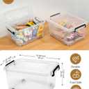 13L Storage Bins with Lids, 4 Pack Clear Storage Containers with Lids, Stackable Storage Boxes with Wheels, Organizer Bins for Closet,Shelves,Crafts and Office