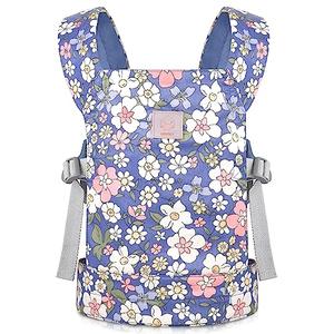 GAGAKU Kids Baby Doll Carrier for Reborn Baby Dolls, Toy Realistic Dolls Accessories for Little Girls Toddlers Aged 3+ Years Old - Blue Flowers
