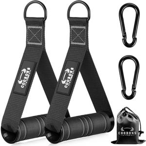 Heavy Duty Exercise Handles, Gym Cable Handles for Cable Machine Attachments, D Handle Cable Attachments, Handles for Resistance Bands, Workout Accessories, Fitness Equipment for Home Gym (Black Grey)