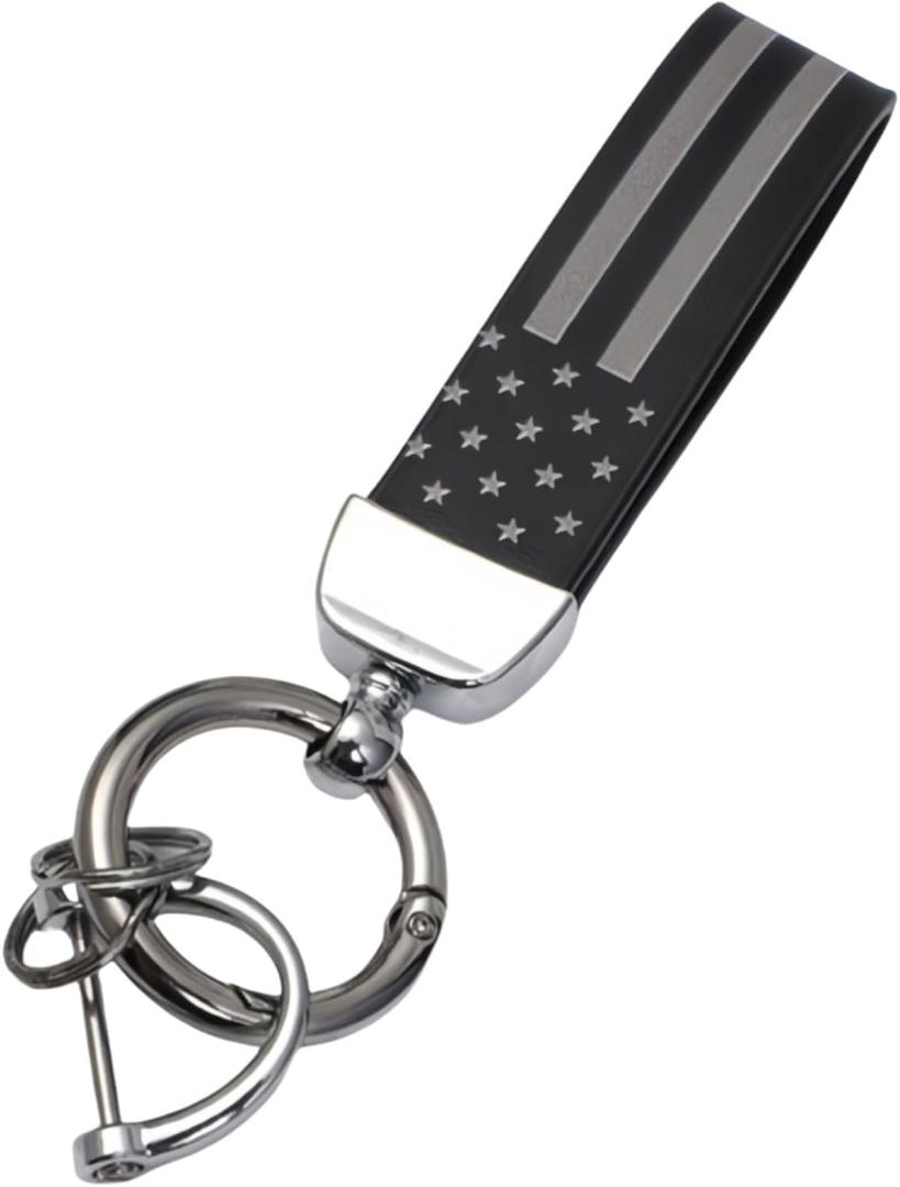 KAELTHAS American USA Flag Keychain Mens Key Chains Durable Zinc Alloy Ring Universal Fit for Truck Motorcycle Premium Car Accessories (Chrome)