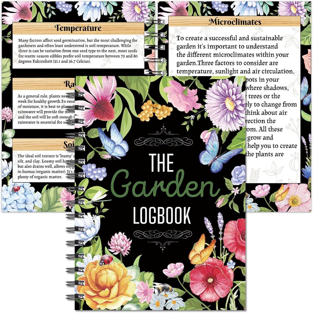Harloon Garden Planner and Log Book Floral Garden Journal Guided Tracker Notebook Gardening Diary Planner for Farmers Record Plant Growing Profile,100 Sheets,6.3 x 8.7 Inch(Retro)