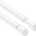 QINGYUN 2 Pack Spring Tension Rod 26 to 37 inch White Curtain Rods No Drilling Spring Rods Adjustable Curtain Rod Extendable Pressure Tension Rod for Window Closet Kitchen
