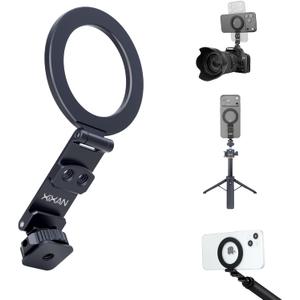 Magnetic Phone Tripod Mount Adapter with 1/4" Thread, Cold Shoe Phone Holder for Camera. Compatible with MagSafe for iPhone, 360 Rotatable, Foldable, Portable Design for Photography Video Vlog