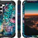 Hocase for Galaxy S23 Case, Shockproof Heavy Duty Protection Soft Silicone Rubber Bumper+Hard Plastic Hybrid Protective Case for Samsung Galaxy S23 (6.1" Display) 2023 - Mandala in Galaxy
