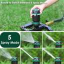 FANHAO Heavy Duty Gear Drive Lawn Sprinkler with Metal Base, 5 Spray Patterns Sprinkler Irrigation System, 360° Rotating Water Sprinkler for Large Area Yard, Flower Beds, Vegetable Gardens