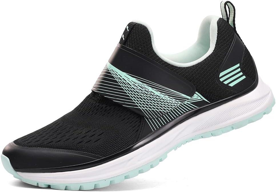 Women's Cycling Shoes for Indoor Cycling, Breathable Mesh Upper Indoor Bike Shoes with SPD Cleats - Lightweight Secure Fit for Spin Classes (10, Black/Green)