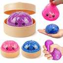 1PCS Glitter Dumpling Stress Balls, Squishy Fidget Toys for Kids – 3.94" Quicky Rising Squishy Sugar Ball, Dumpling Sensory Squeeze Toys for Office Desk, Party Favors, Easter Basket Stuffers (Purple)