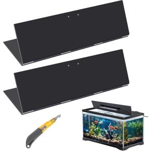 Sieral Aquarium Lids Polycarbonate Canopy 2 Pieces Set 22.95 x 11.5 x 0.12 inch for 33/40/55 Gallon with Center Brace Aquariums Cover Fish Tank Lid with a Hook Knife, Black