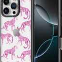 for iPhone Case - [6.6 ft Military-Grade Drop Protection] [Anti-Peel Technology] Clear Black TPU Bumper Case with Cute Design (Pink Leopard, iPhone 16 Pro)