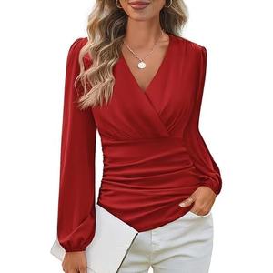 GRACE KARIN Long Sleeve Blouses for Women Dressy Casual, Elegant Wrap Tops V Neck Work Shirts, 2025 Fall Business Outfits.XL GRACE KARIN Long Sleeve Blouses for Women Dressy Casual, Elegant Wrap Tops V Neck Work Shirts, 2025 Fall Business Outfits.XL