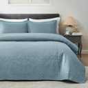 Hansleep Blue Quilt Queen Size - Baroque Ultrasonic All Season Bedspread Queen, Soft Lightweight Coverlet Bedding Set, 3 Pieces (1 Quilt, 2 Pillow Shams)