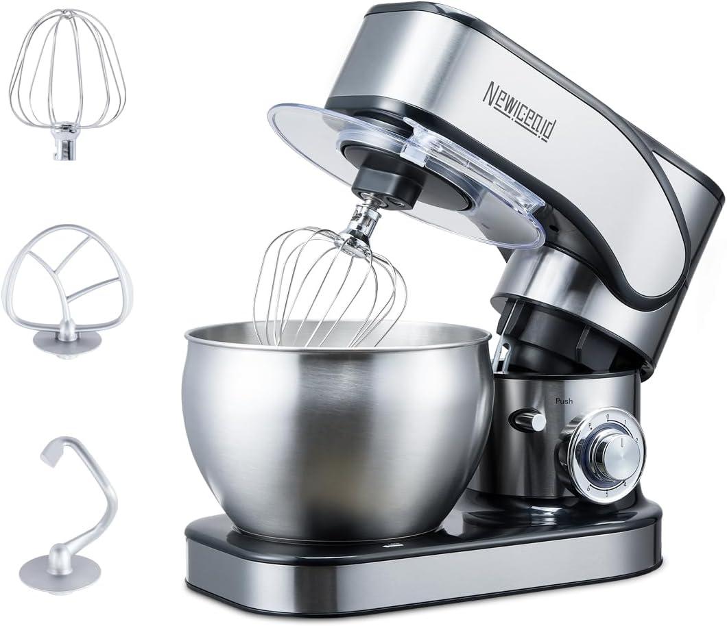 Stainless Steel Stand Mixer, 6-Speed Tilt-Head Mixer with 700W Powerful Motor, 7.4QT Large Capacity Bowl, Electric Kitchen Mixer with Dough Hook, Beater, Whisk for Baking & Dough Making