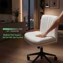 Marsail Armless-Office Desk Chair with Wheels: PU Leather Cross Legged Wide Chair,Comfortable Adjustable Swivel Task Chairs for Home,Office,Make Up,Small Space,Bed Room(Light Beige), Medium