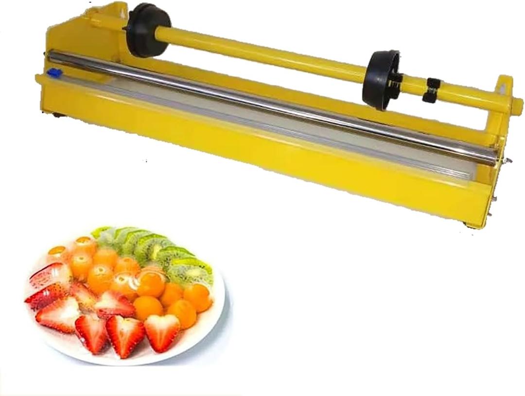 Hand Film Wrapping Machine, Manual Cling Film Packaging Machine, Commercial Film Dispenser for Fruit Vegetable Packaging in Supermarket Retail Stores (Yellow)