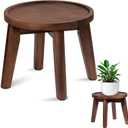 Demigo Indoor Plant Stand, Acacia Wooden Decorative Plant Shelf with Spill-Proof Tray, Stable 8 Tall Flower Holder for Heavy Pots, Gardening Display for Decor Living Room Patio - Dark Brown (Medium)