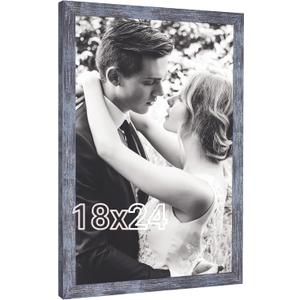 18x24 Frame Rustic Blue, Natural 24x18 Poster Frame, Navy Blue 18 by 24 Canvas Picture Frame, Large Gallery Family Concert Portrait Photo Frame Anniversary/Wedding/Birthday/Thank you/Christmas Gift, 18x24in