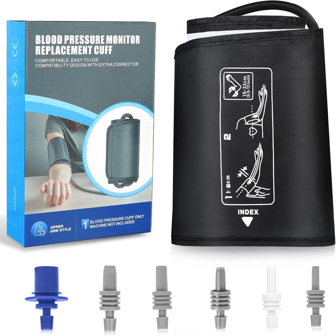 5.9"~13" (15-32cm) Extra Small to Medium Blood Pressure Cuff - BP Replacement Cuff for Individuals with XS/Small/Medium Upper Arms, 6 Size Connectors Compatible with Omron and Other Brands (Cuff Only)