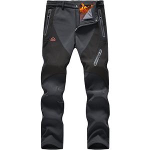 Rdruko Men's Snow Pants Waterproof Insulated Fleece Lined Ski Hiking Snowboard Winter Pants with Pockets (36, Dark Grey)