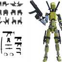 Pre-Assembly 3D Printed 5.54'' Stick 13 Action Figure, Multi-Jointed Tian13, Articulated T13 Desktop Decoration,12 in 1 d13 Accessories, Best Birthday Festival Gift (Gold Mix Silver)