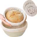 8 Inch 2pack Banneton Bread Proofing Basket - Cotton Rope Dough Bowl, Sourdough Bread Baking Supplies for Dinner Rolls & Holiday Bakingwith 2 Liner