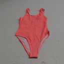 Limeeke Women One Piece Swimsuit Solid Ribbed Monokini Swimwear Scoop Neck Low Back Bathing Suit (X-Small, Coral Pink)