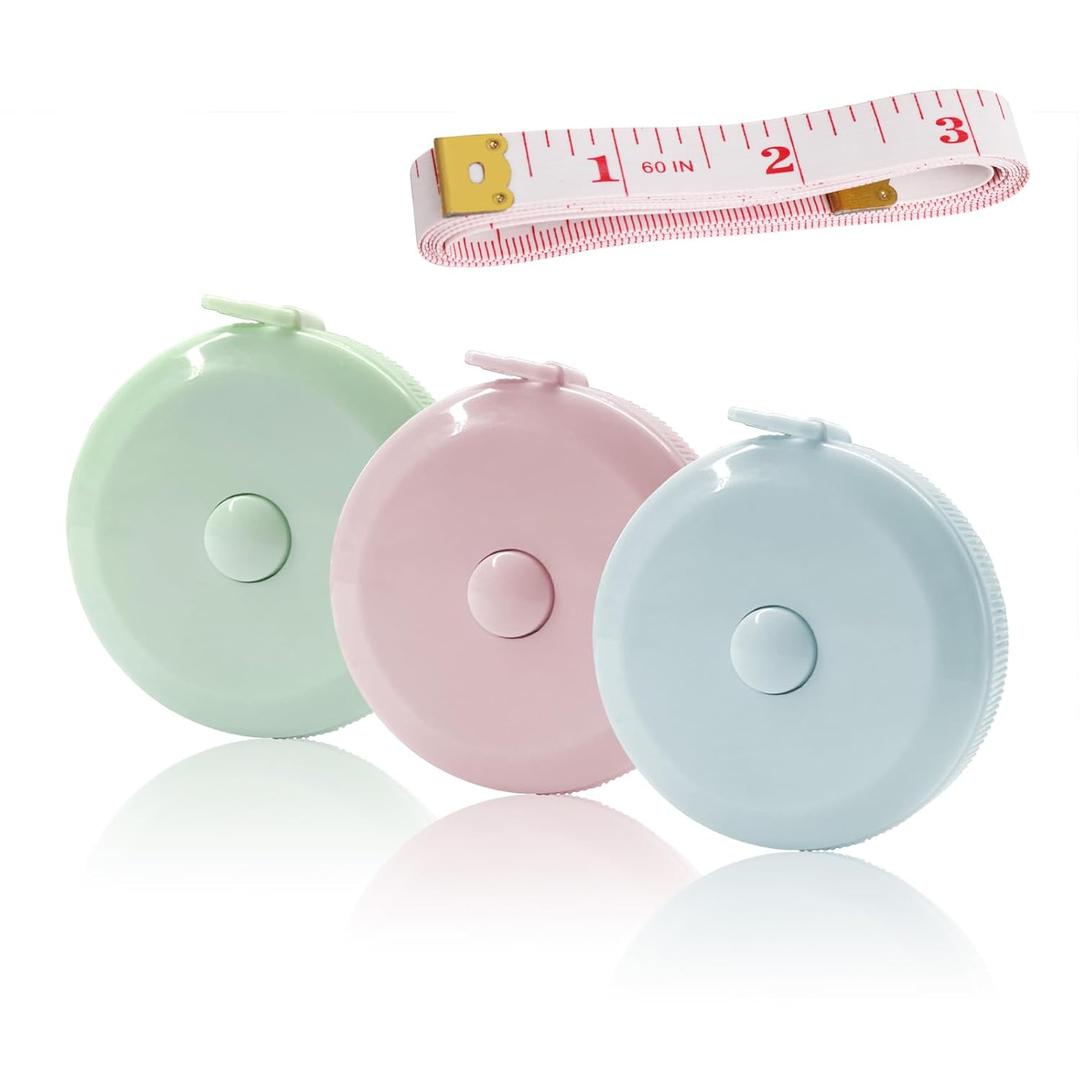 3 Pack Tape Measures Retractable Measuring Tape for Body, 60-Inch 1.5 Meter Dual Sided Flexible Ruler for Craft Fabric Cloth Sewing Tailor Weight Loss Body Measuring Tape (Macaron Blue, Pink, Green)