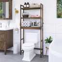 SMIBUY Bathroom Storage Shelf, Bamboo Over-The-Toilet Organizer Rack, Freestanding Toilet Space Saver with 3-Tier Adjustable Shelves (Walnut), 10.2D x 24.8W x 67H in