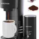 3IN1 Single Serve Coffee Maker with Milk Frother, Small Coffee Machine for K Cup & Ground, 6-14oz Brew Size, 28oz Water Tank, Adjustable Drip Tray