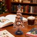 Hodao Christmas Tree Resin Figurine Brown Hand-Painted Gingerbread Christmas Tree with Candy Ornaments, Holiday Tabletop Dcor, Gift for Family, Mantel, and Winter Home Decoration
