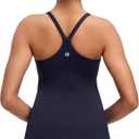 RUNNING GIRL Tank Top with Built in Bra for Women,Compression Shirts Racerback Workout Yoga Tops(Navy Blue, L)