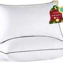 JOLLYVOGUE King Size Pillows Set of 2 for Sleeping, Soft and Supportive Bed Pillows with Down Alternative Filling for Side and Back Sleepers, Hotel Collection (01 - Classic Design)