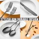 84 Pieces Black Silverware Set Service for 12 Flatware Set with Straws Stainless Steel Utensils Cutlery Set Dishwasher Safe
